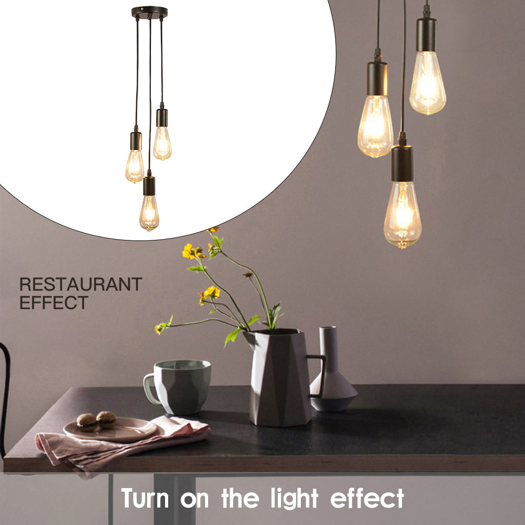 Ceiling Vintage Hanging Pendant Lamp Holder Industrial 3 Lighting Light Kit Bulb Holder Antique Retro E27 Fitting