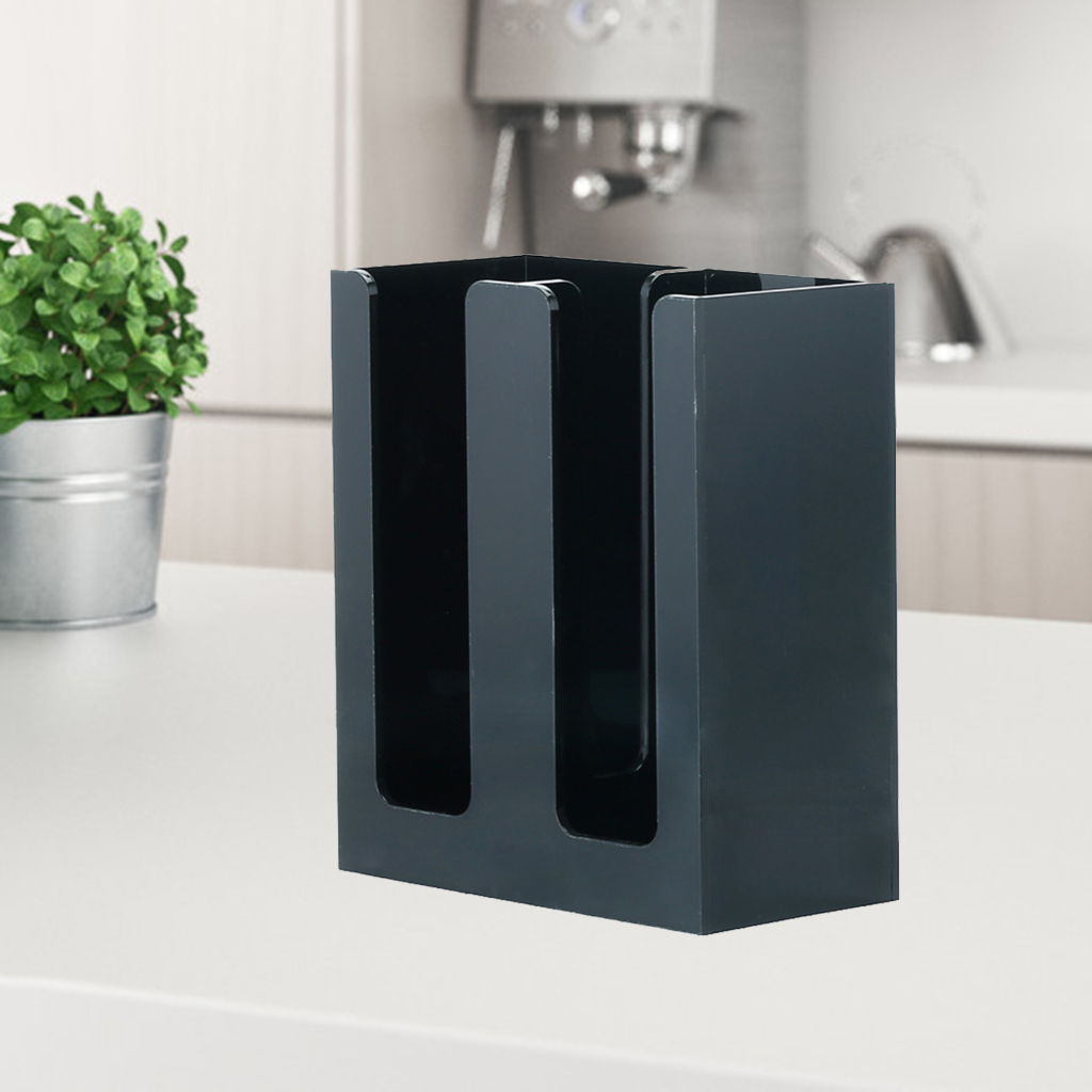 2 Compartments Coffee Cup Lid Organizer Paper Cup Dispenser Storage Rack