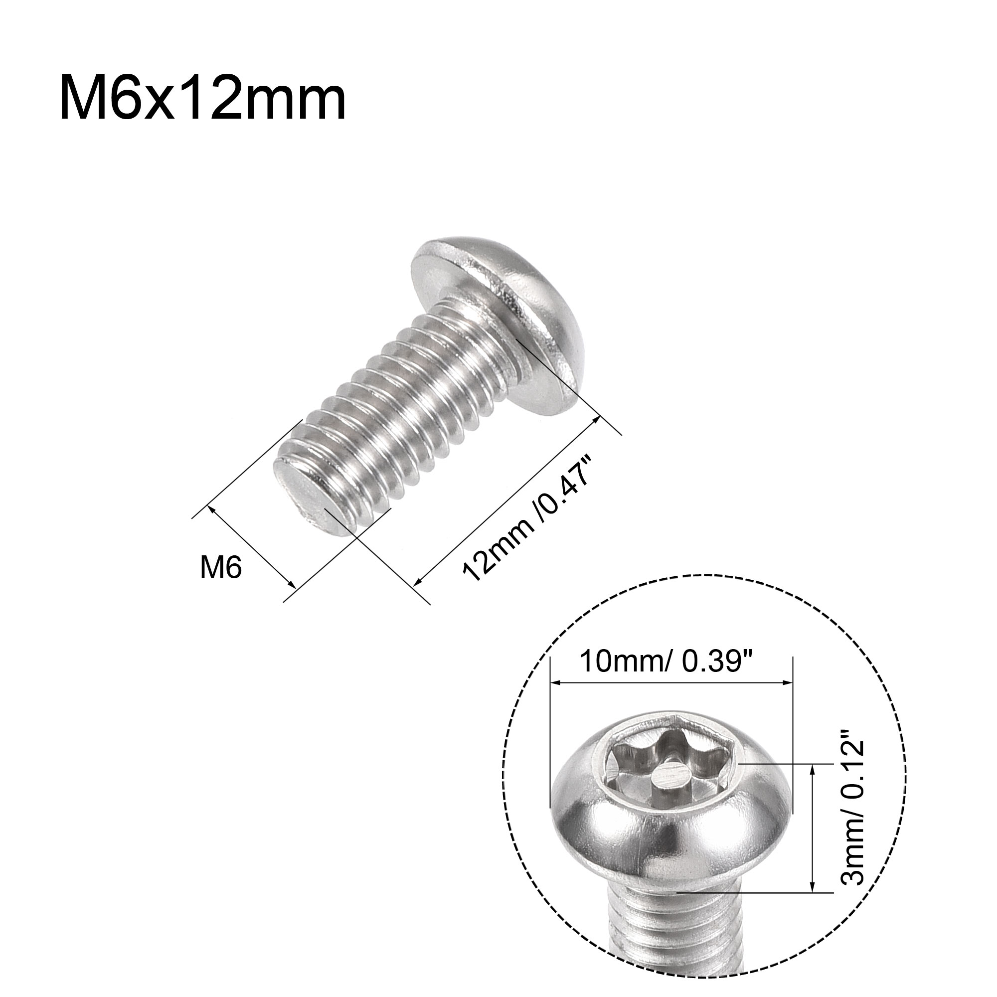 20 шт., крепежные болты из нержавеющей стали, Uxcell m6x12 мм