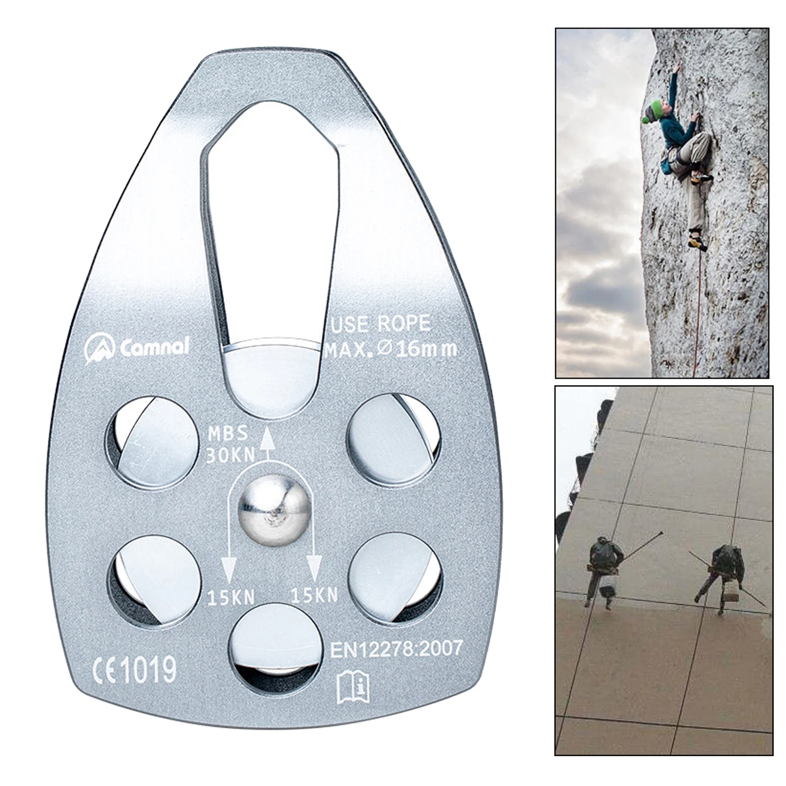 30KN Climbing Rope Pulley CE Certificated Climbing  Rescuing Mountaineering Rigging Swing Sheave Pulley