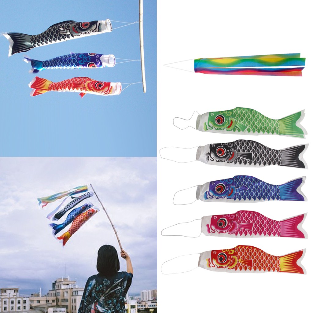 40cm Japanese Carp Windsock Fish Flag Kite Nobori Koinobori Garden Hanging Decor