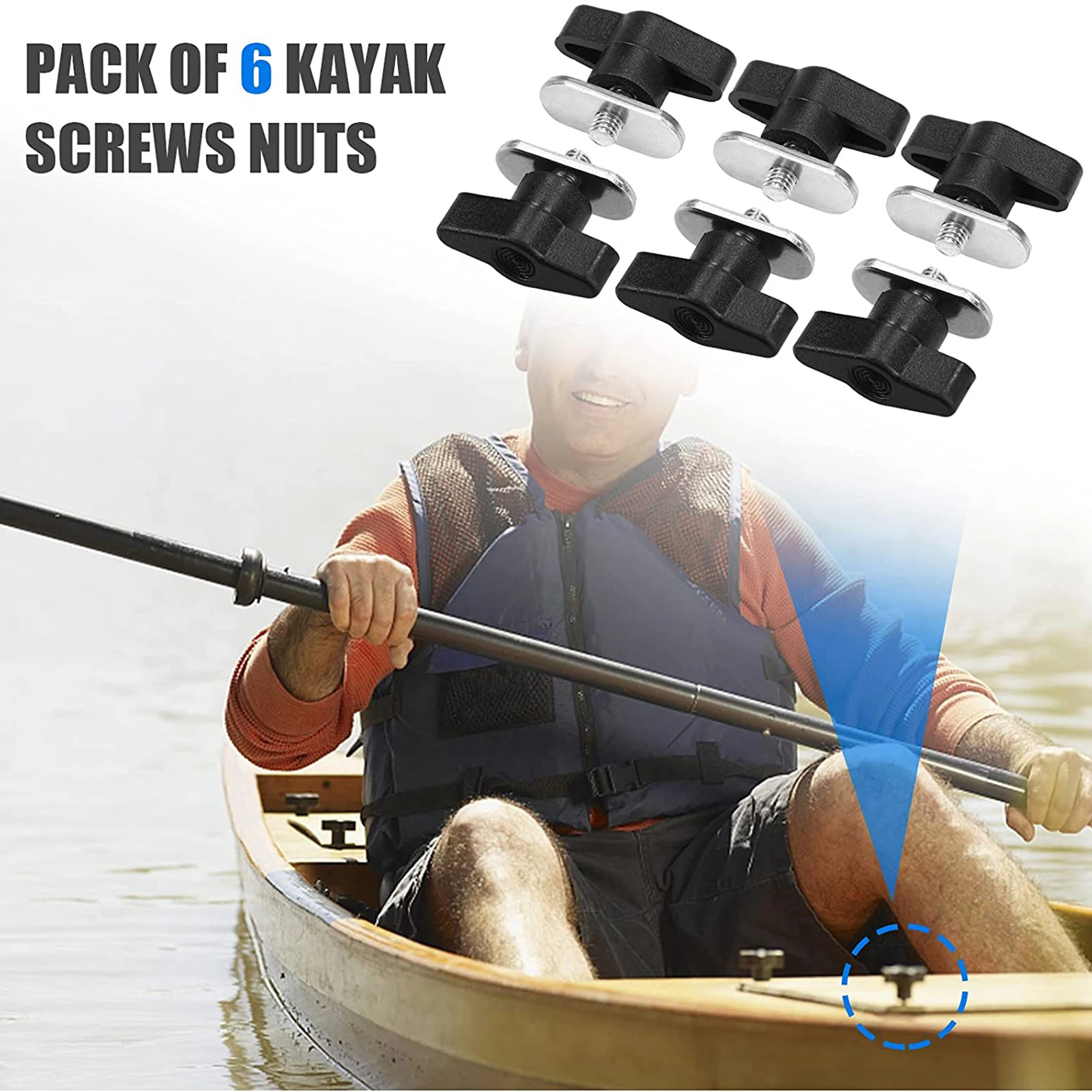6 Pcs Kayaks Canoes Boats Rails Screw Nuts Mount Kayak Track Accessories 