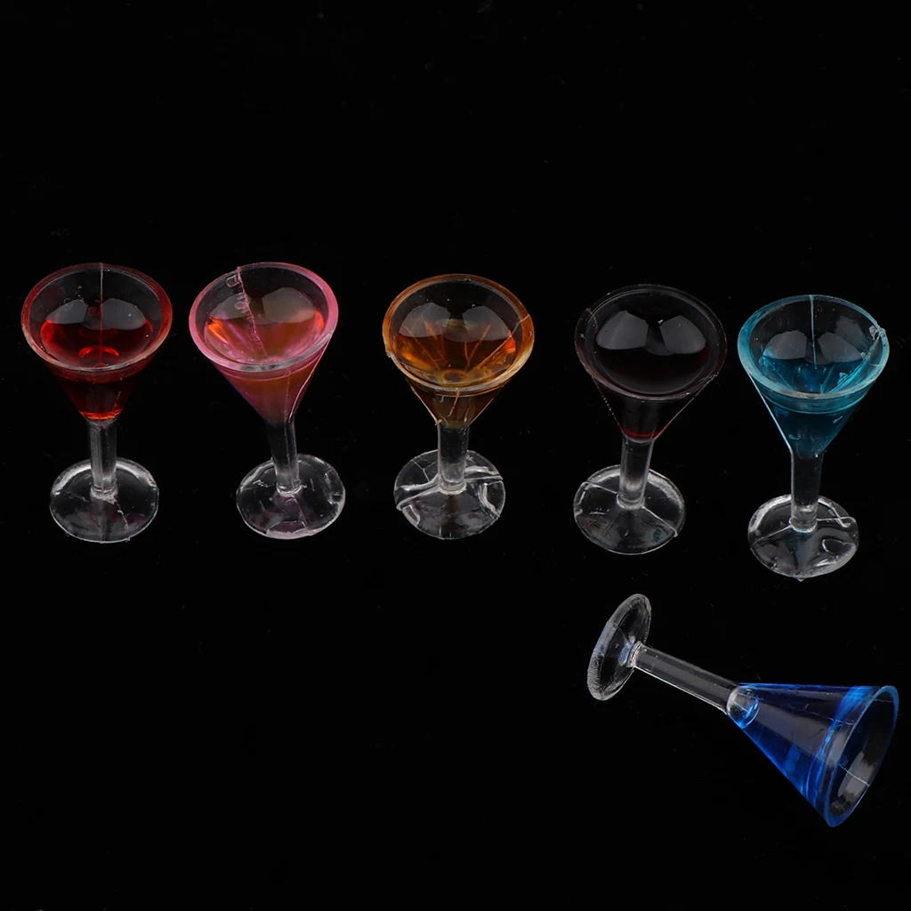 6 Pieces Adorable Cocktail Glasses Kit Dollhouse Miniature Bar Accessories