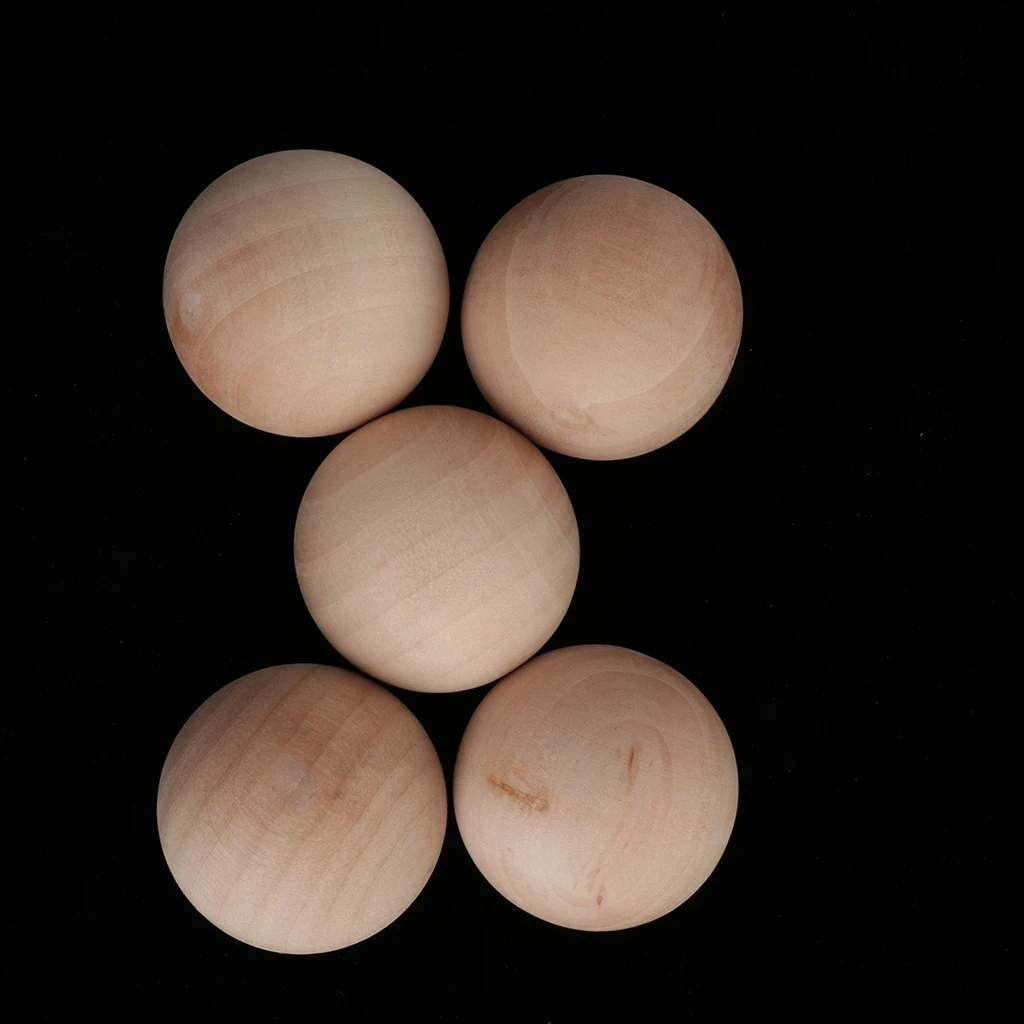 Wood Round Balls, 5cm Unfinished Wood Balls for Crafts - Bag of 5