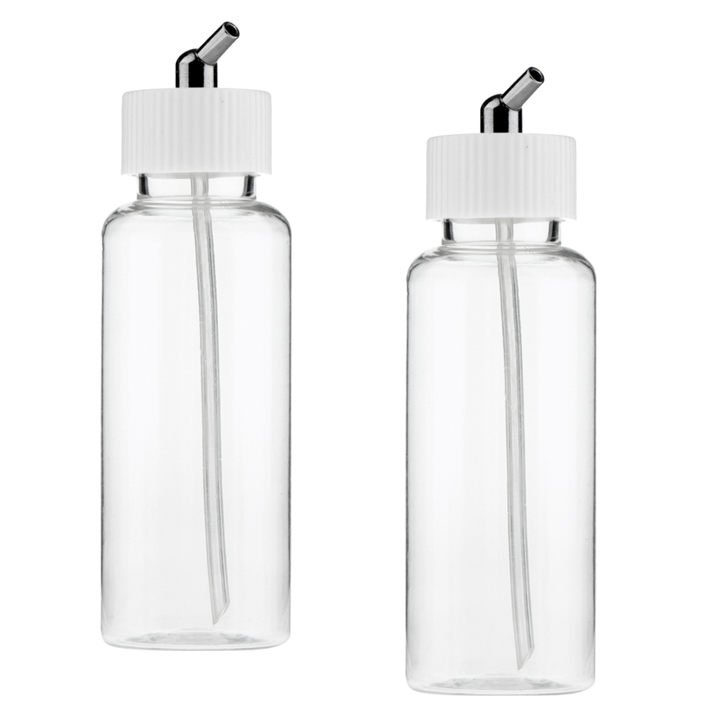 2x Airbrush Air Brush Glass Bottle /Lid /Adapter 22cc Siphon Feed Jar 2 Kind of Action
