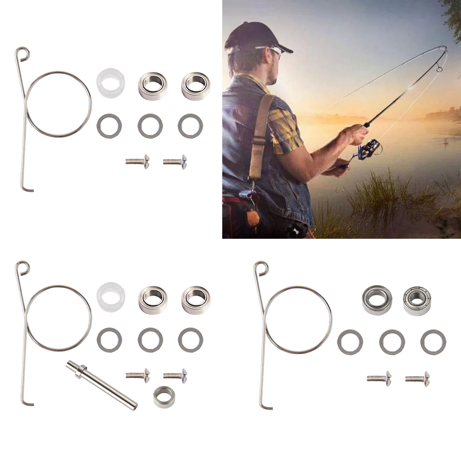 1 Set Fishing Reel Kits Disassemble Knob Modification Anti-erosion Bearing Washer Bushing with Screws Fishing Accessories