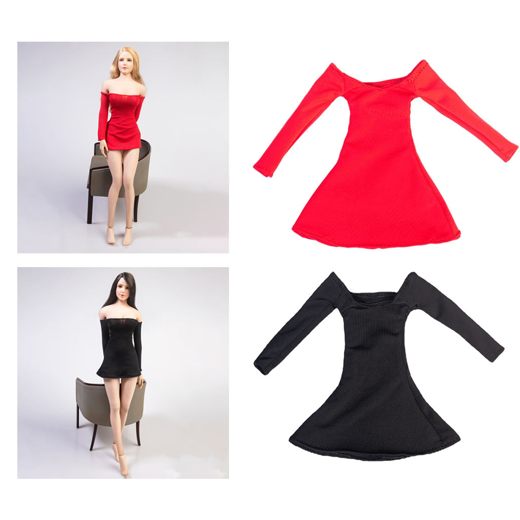 1/6 Scale Female Figure Doll Clothes, Handmade Costume, Dress Outfit Long Sleeve Skirt for 12