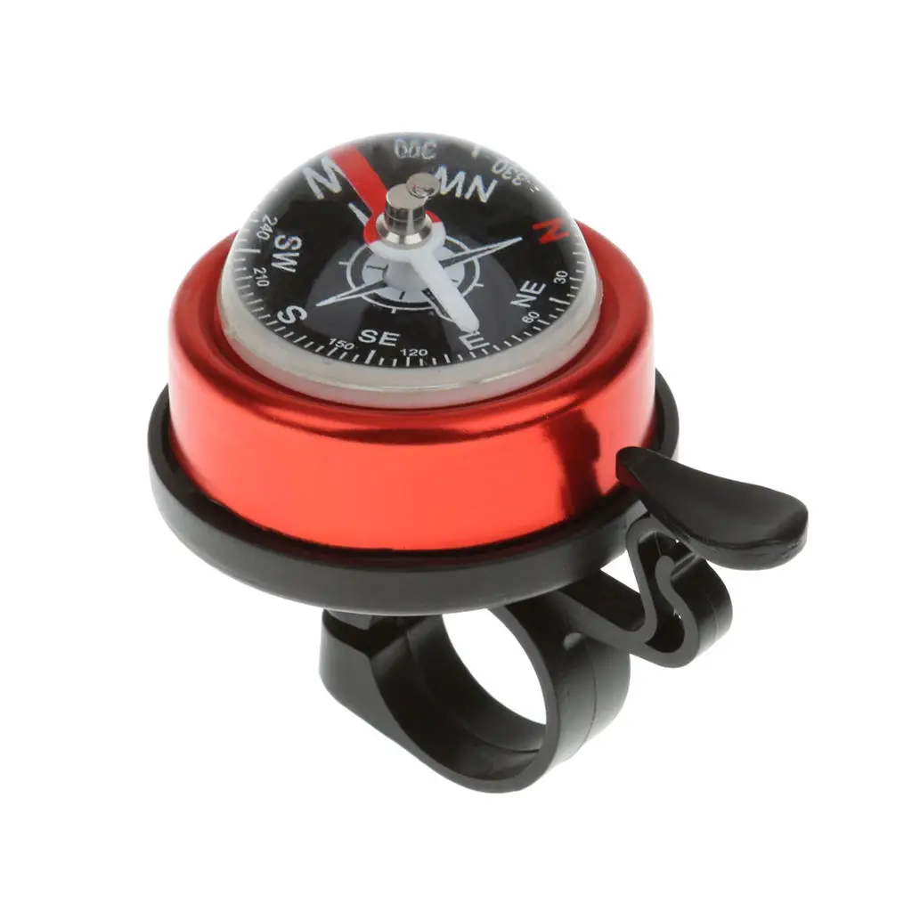 Red Bicycle Safety Compass Bell Bicycle Bike Ring Alarm Bell Compass Alloy & Plasitc Bell