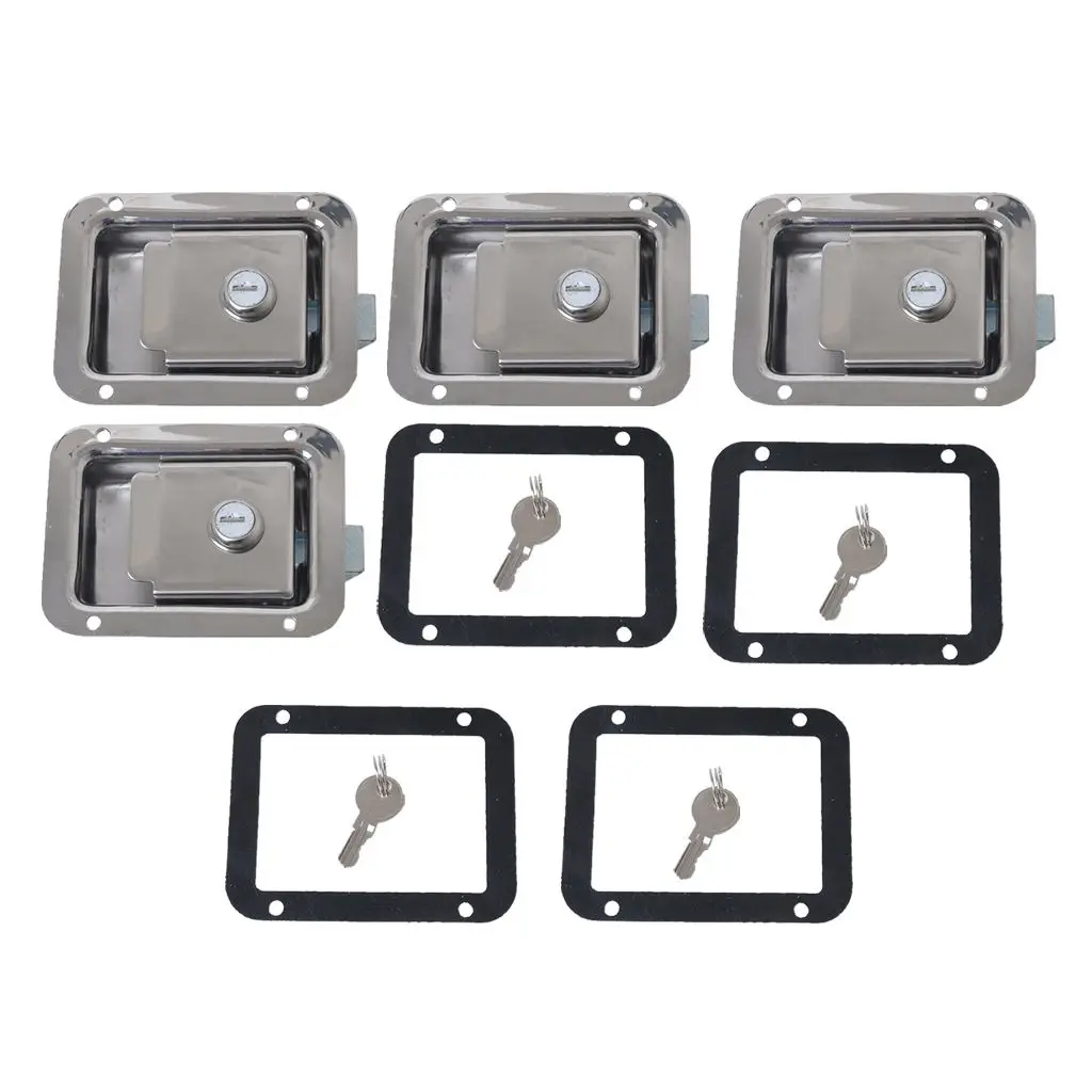 4pcs Marine Yacht Stainless Steel Paddle Lock Latch Truck RV Tool Box Key Toolbox Paddle Locks Latch for RV vehicles trailers