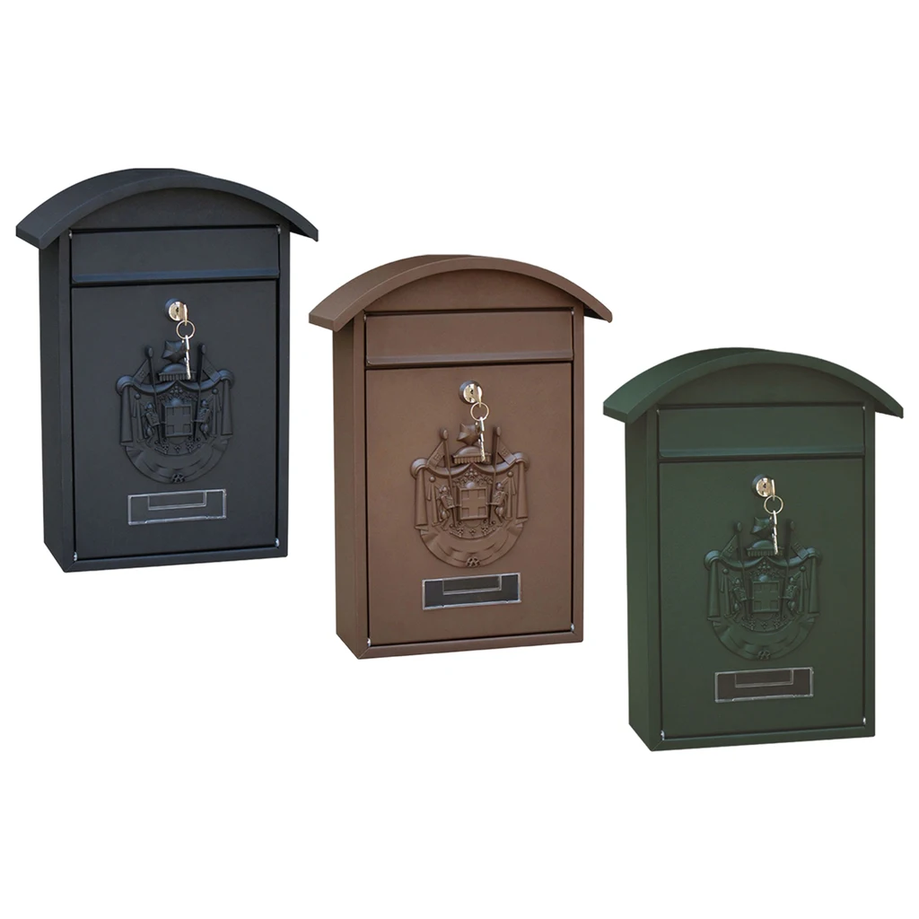 Metal Mailbox Wall Mount Mail Secure Locking Mail Box 10x4x14`` Gate Decorative Secure Letterbox Magazines Storage Case