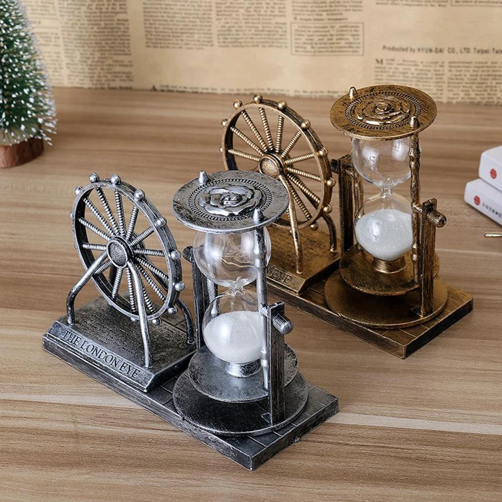 1pc Vintage Ferris Wheel Hourglass Desktop Ornament Sand Clock Timer Sand Glass Hourglass Sandglass For Home Office Decoration
