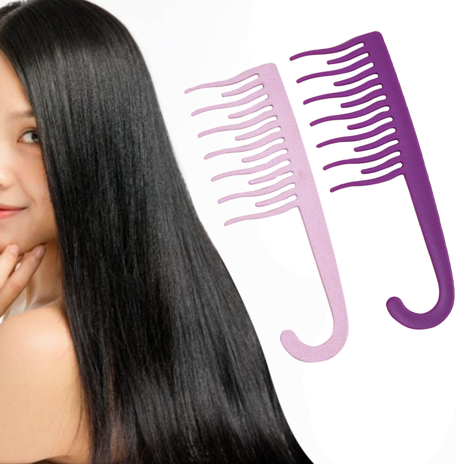 Wide Tooth Comb Hook Comb Dry and Wet Beauty Tools Hanging Wave Comb Wind Comb for Salon Curly Hair Haircut Long Hair Home Use