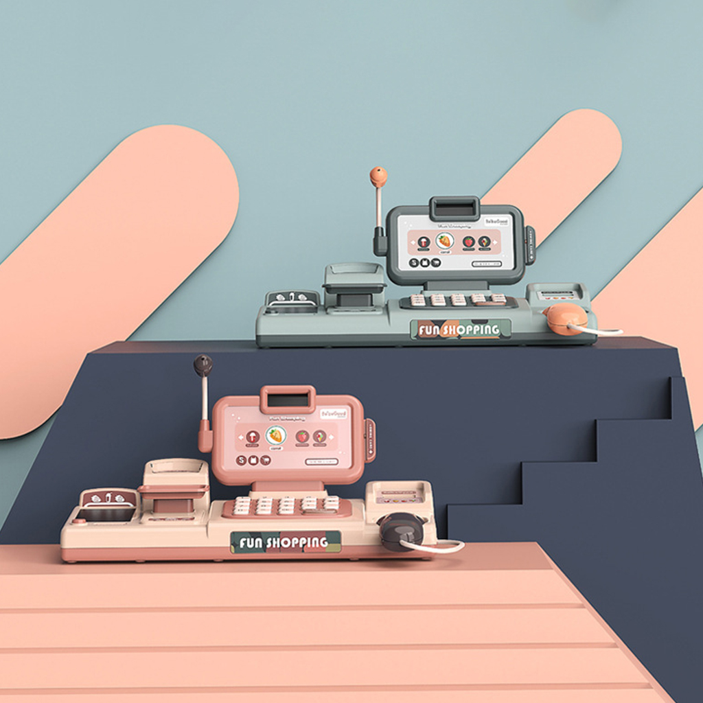 Cash Register Pretend Play Toy Interactive Toy Cash Register Pretend Play Supermarket Cashier Toy for Kids Unisex Children