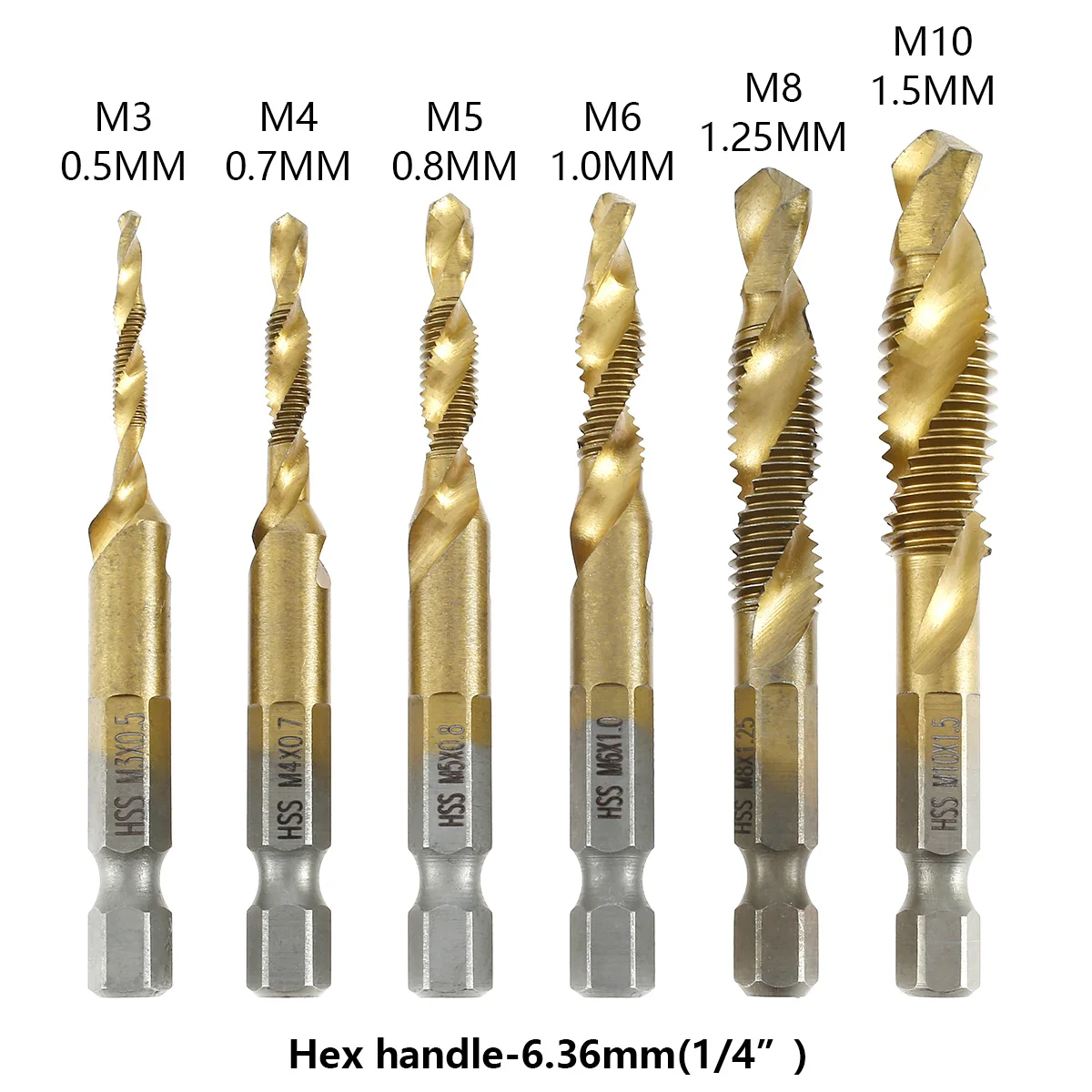 Titanium Hex Shank Hand Tap HSS Screw Spiral Thread Metric Plug Drill Bit LS3 