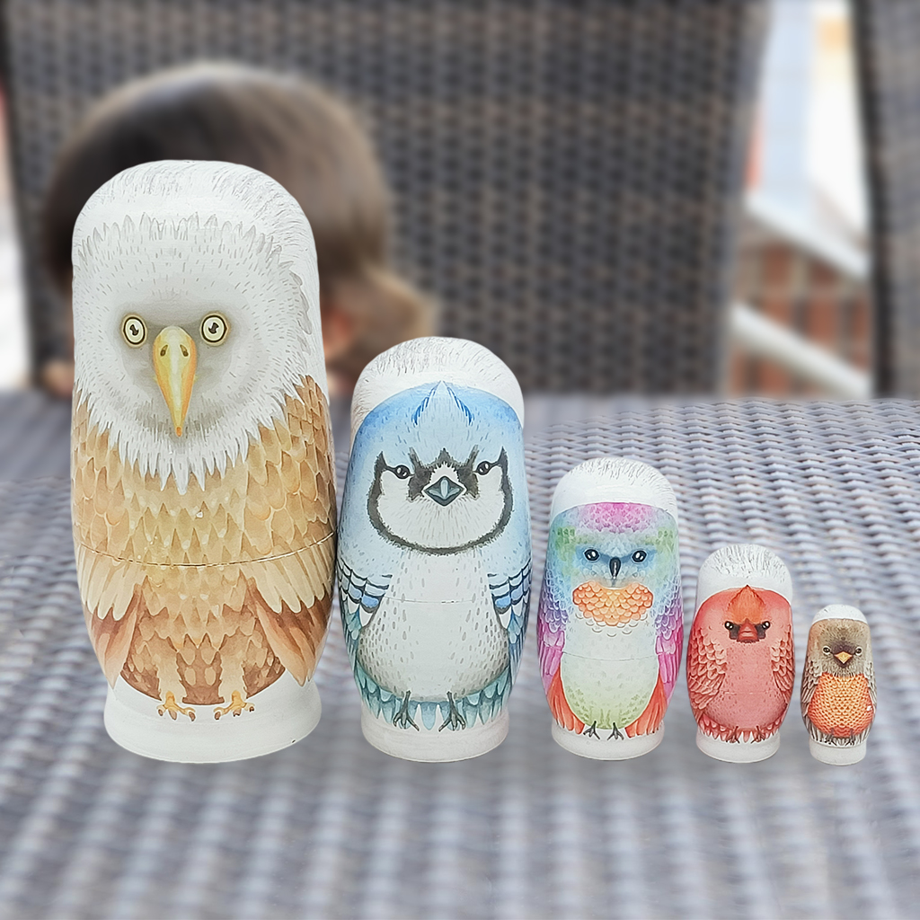 Owl Matryoshka Set Wooden Russian Nesting Dolls Home Decor Birthday Gift