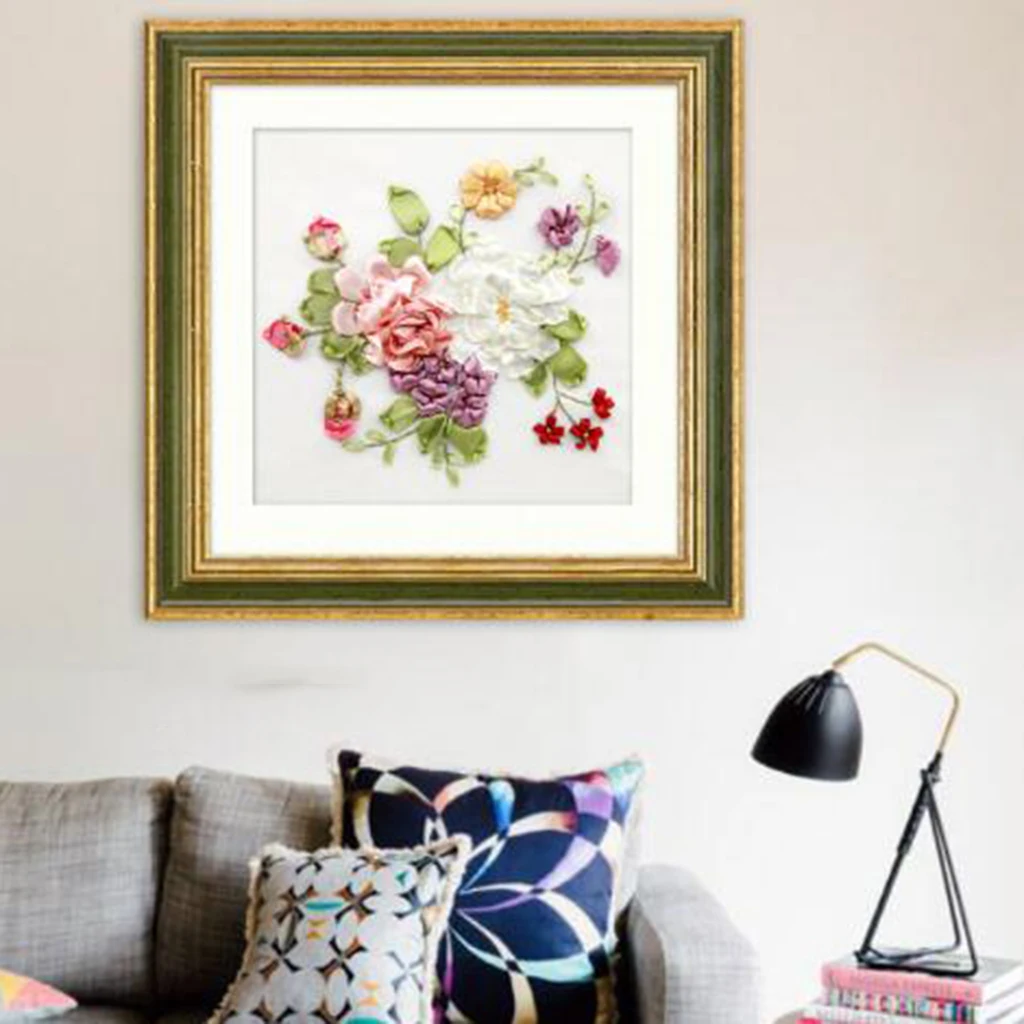 Ribbon Embroidery Kit Diy Flower Painting Kit Stamped Cross Stitch Colorful Life For Beginners