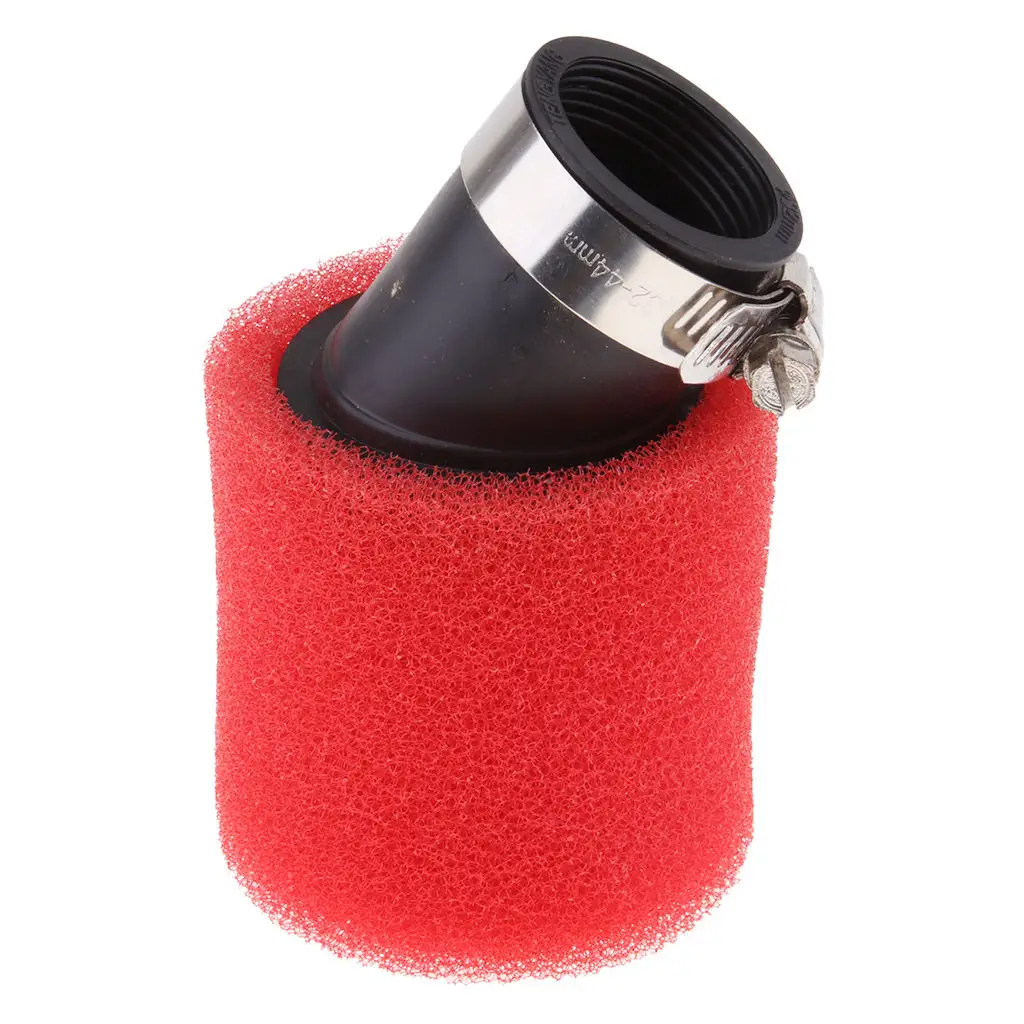 Red 32mm Angle Bent Foam Air Filter Pod Cleaner for 50cc 110cc PIT Quad Dirt Bike ATV Buggy