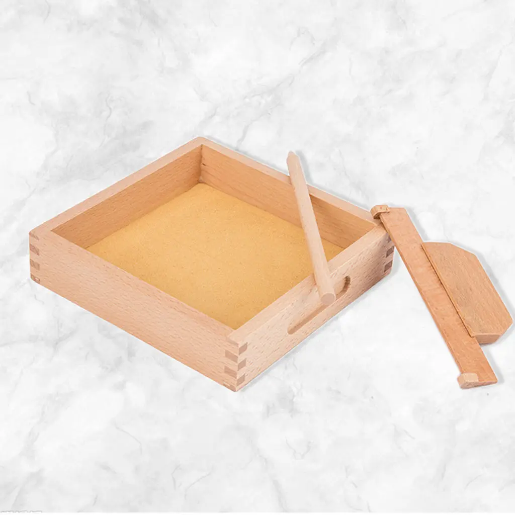 Montessori Wooden Scraping Sandbox with Wooden Pen Sand Table Practice Educational Alphabet and Number Painting Exercises Tool Montessori Wooden Scraping Sandbox with Wooden Pen Sand Table Practice Educational Alphabet and Number Painting Exercises Tool