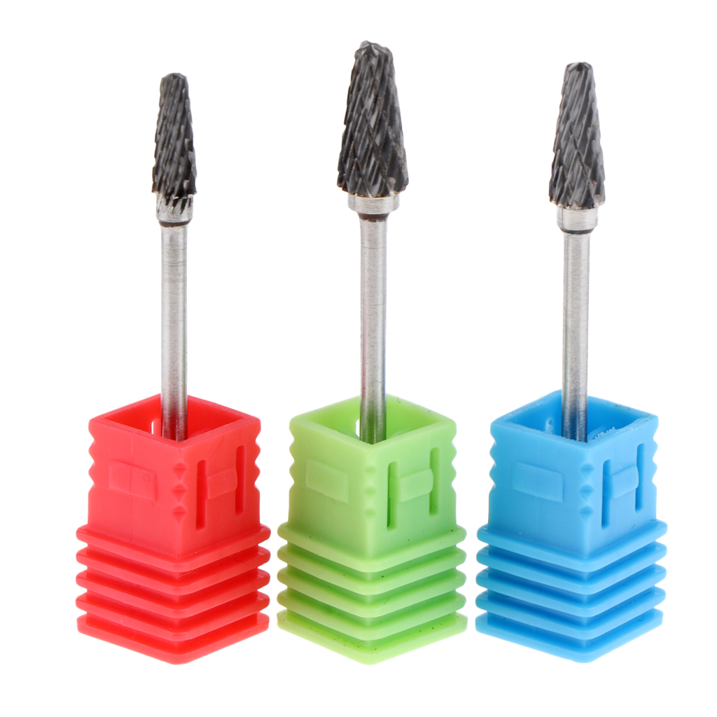 Set of 3 Pieces Heavy Duty Steel Nail Drill Bit 3/32 Manicure Accessories Tools