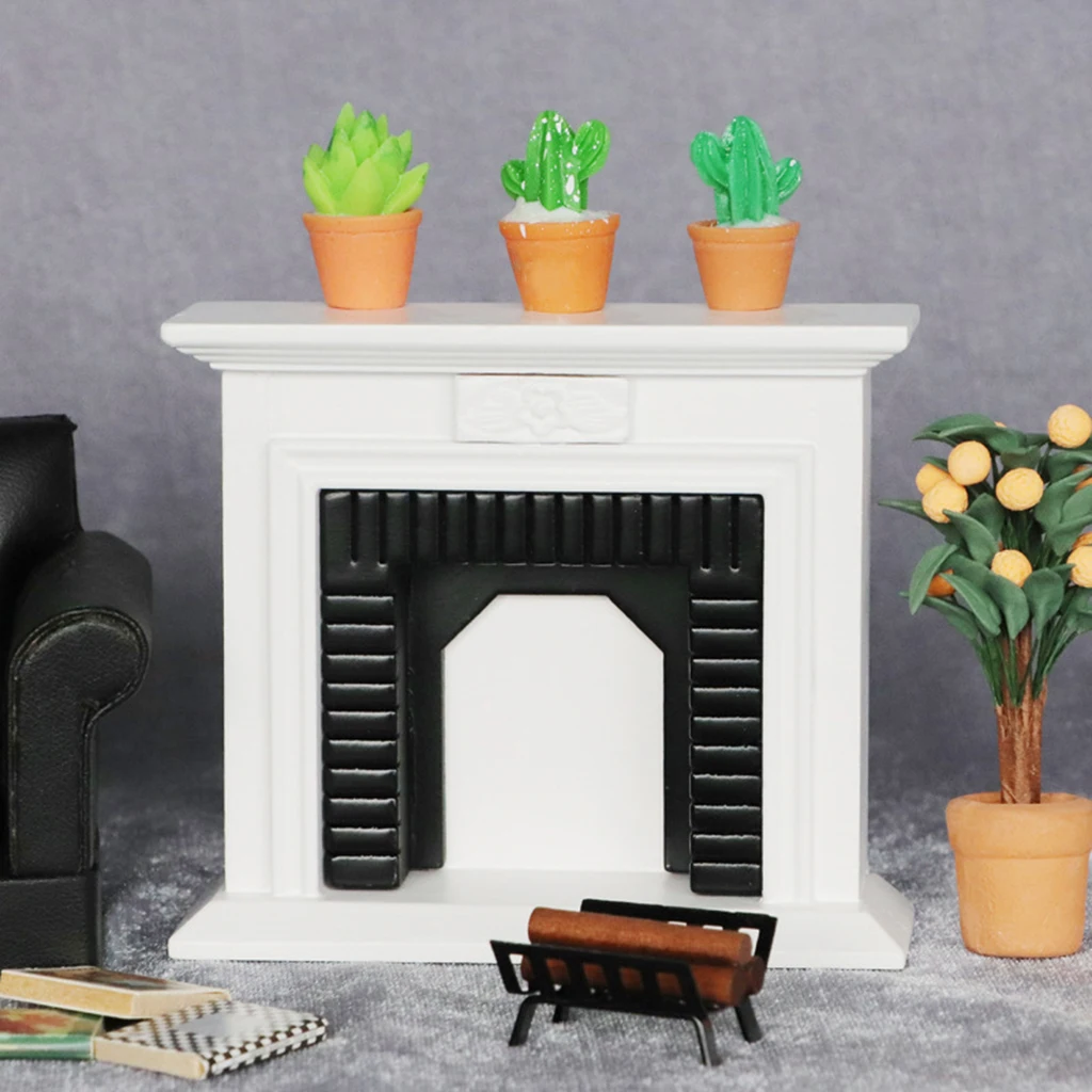 Dollhouse Fireplace 1:12 Dollhouse Miniature Furniture Fireplace Wooden Furniture for Dollhouse Decoration