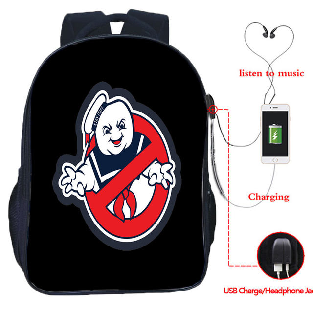 Ghostbusters stampato Usb Youth Student Schoolbag: zaino maschile e  femminile per viaggi casuali