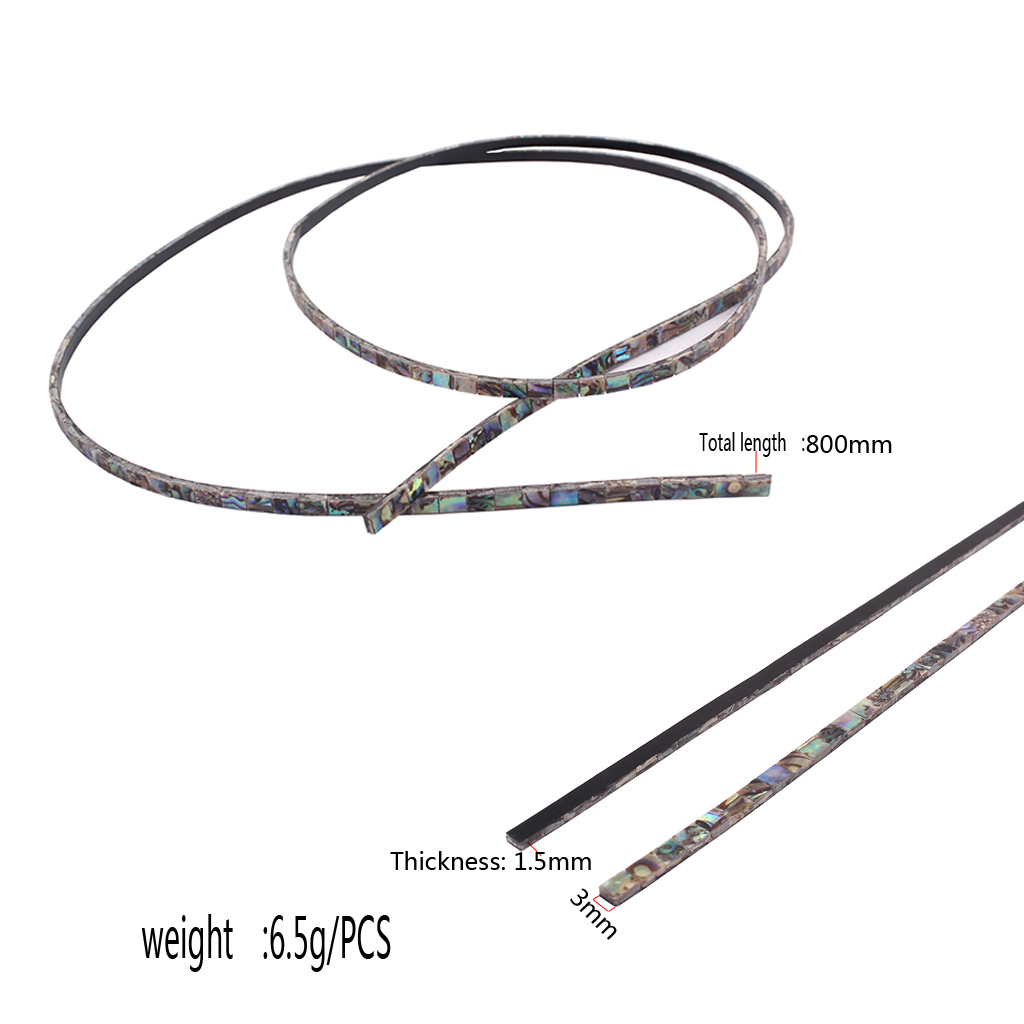 Tooyful 800*3*1.5mm Abalone Purfling Strip Colourful Guitar Abalone Inlay Material Luthier Supply for Ukulele Guitar Parts