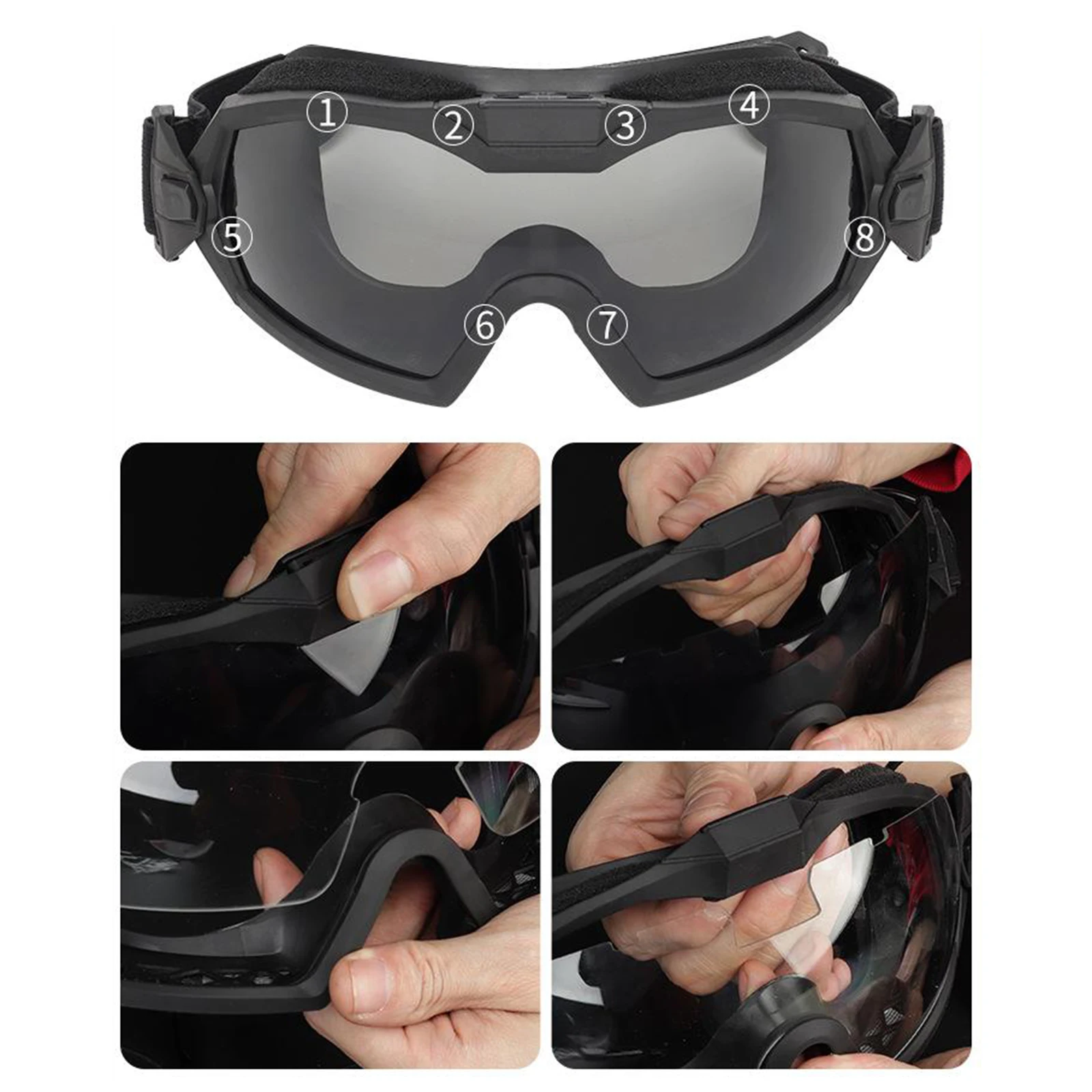 Outdoor Sports Goggles with 2 Lens UV400 Impact Resistance Shooting Goggles for