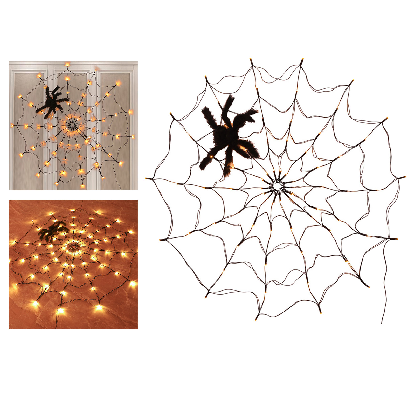 Sala de Estar Aranha Halloween Árvore Cerca Terraços Lâmpada Pendurada Quarto Festival Decoração Led Web Luz 1 Led aranha web luz halloween árvore cerca