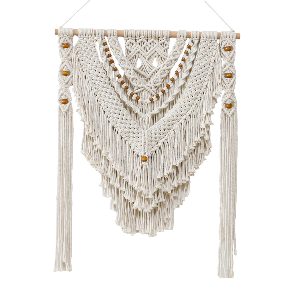 Woven Macrame Wall Hanging Curtain Boho Wall Tapestry Curtain for Living Room, Nursery, Window, Wedding Backdrop