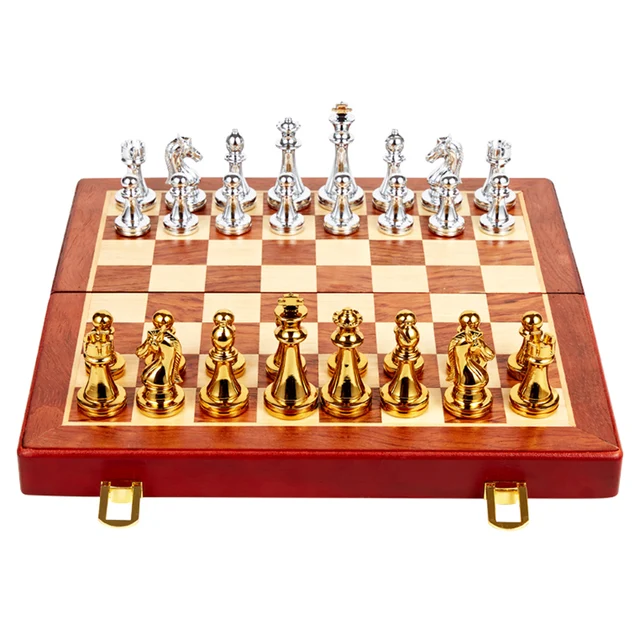 30cm de madeira xadrez conjunto luxo metal figuras de xadrez profissional  dobrável família clássico jogos tabuleiro xadrez casa ornamentos coleção -  AliExpress