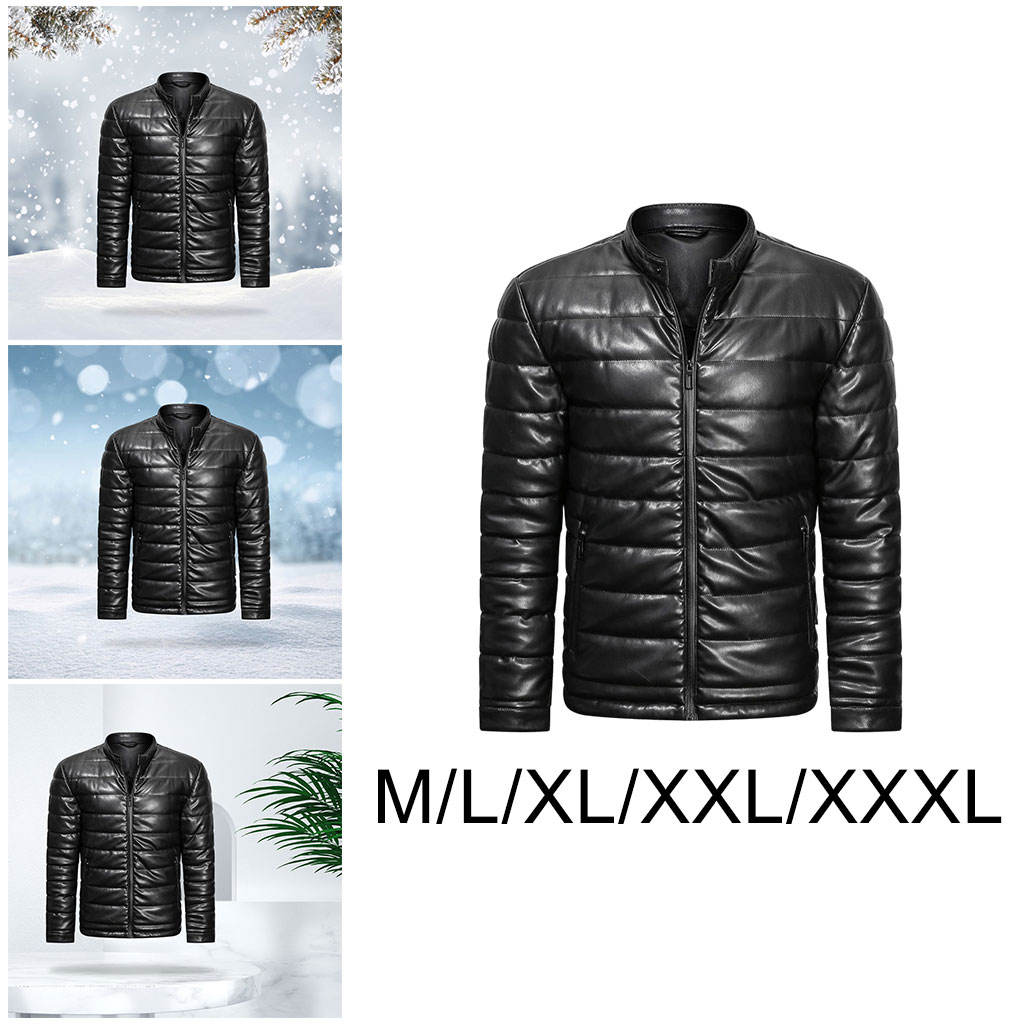 Men Down Coat Windproof Casual Slim Bomber Jacket for Hunting Hiking Black