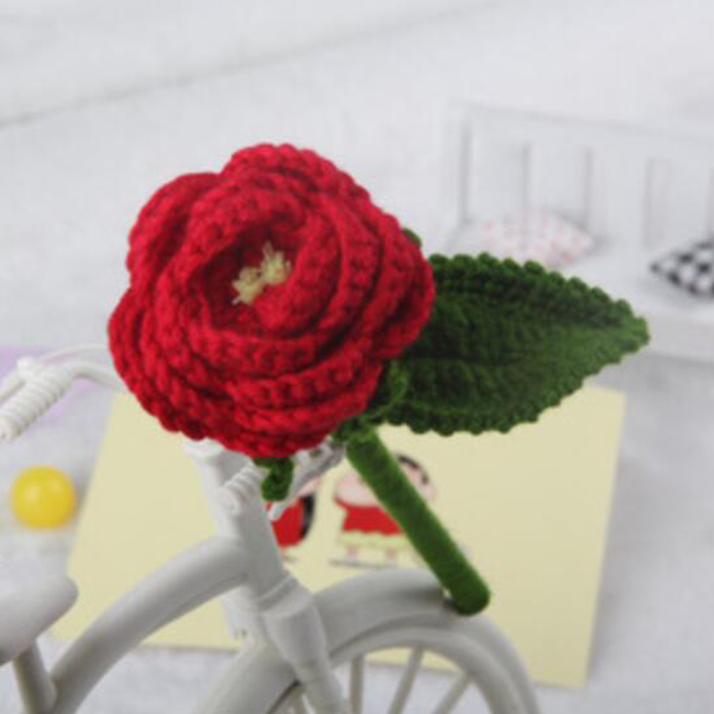 1 Set Red Flower Amigurumi Crochet Knitting Kit Includes: Cotton Yarn, Crochet