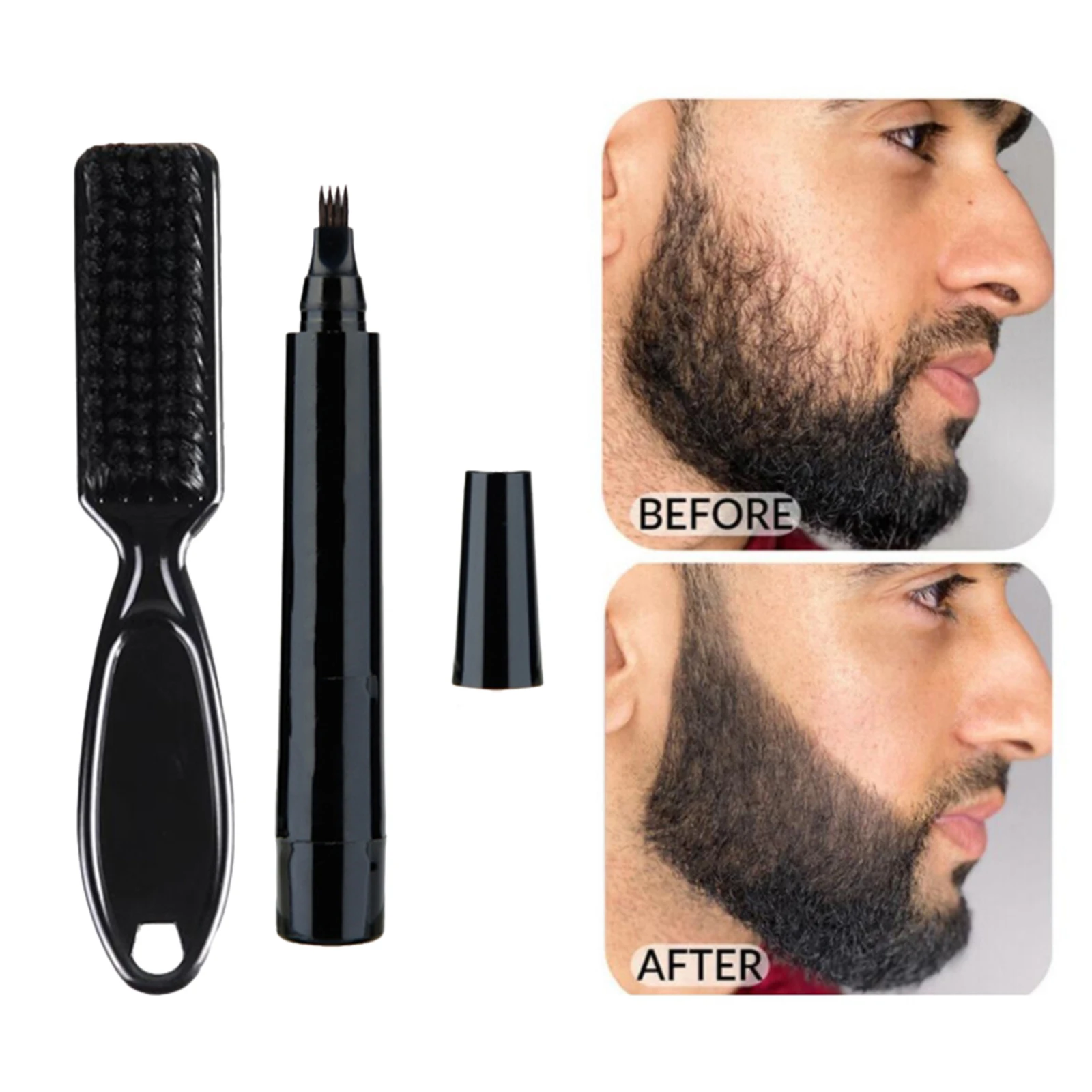 Barber Beard Pen Filler Beard Brush Kit For Men Sweat Proof Contoured Beard