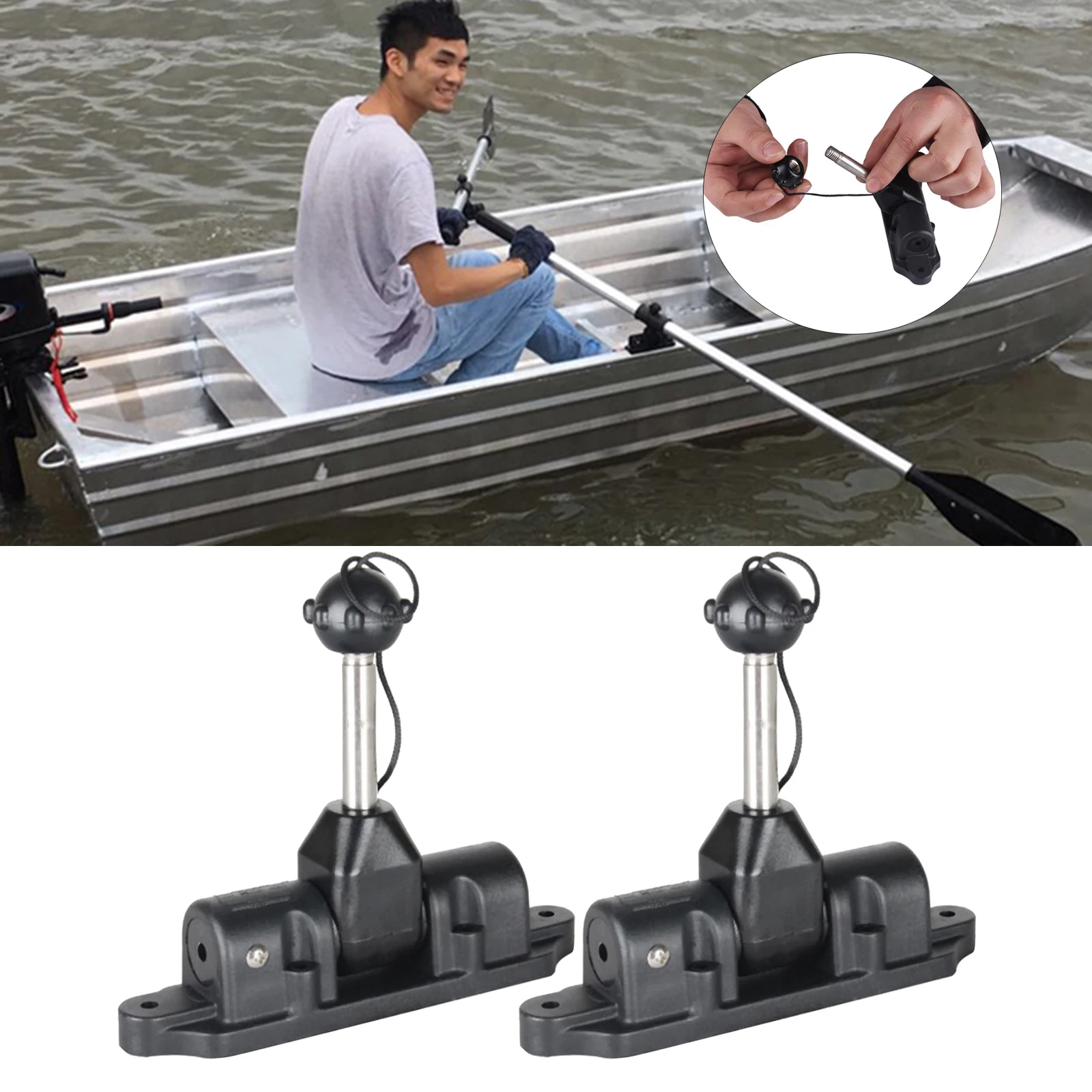2pcs/set Oar Holder Tie Down Paddle Lock Boat Dinghy Canoe Accessories