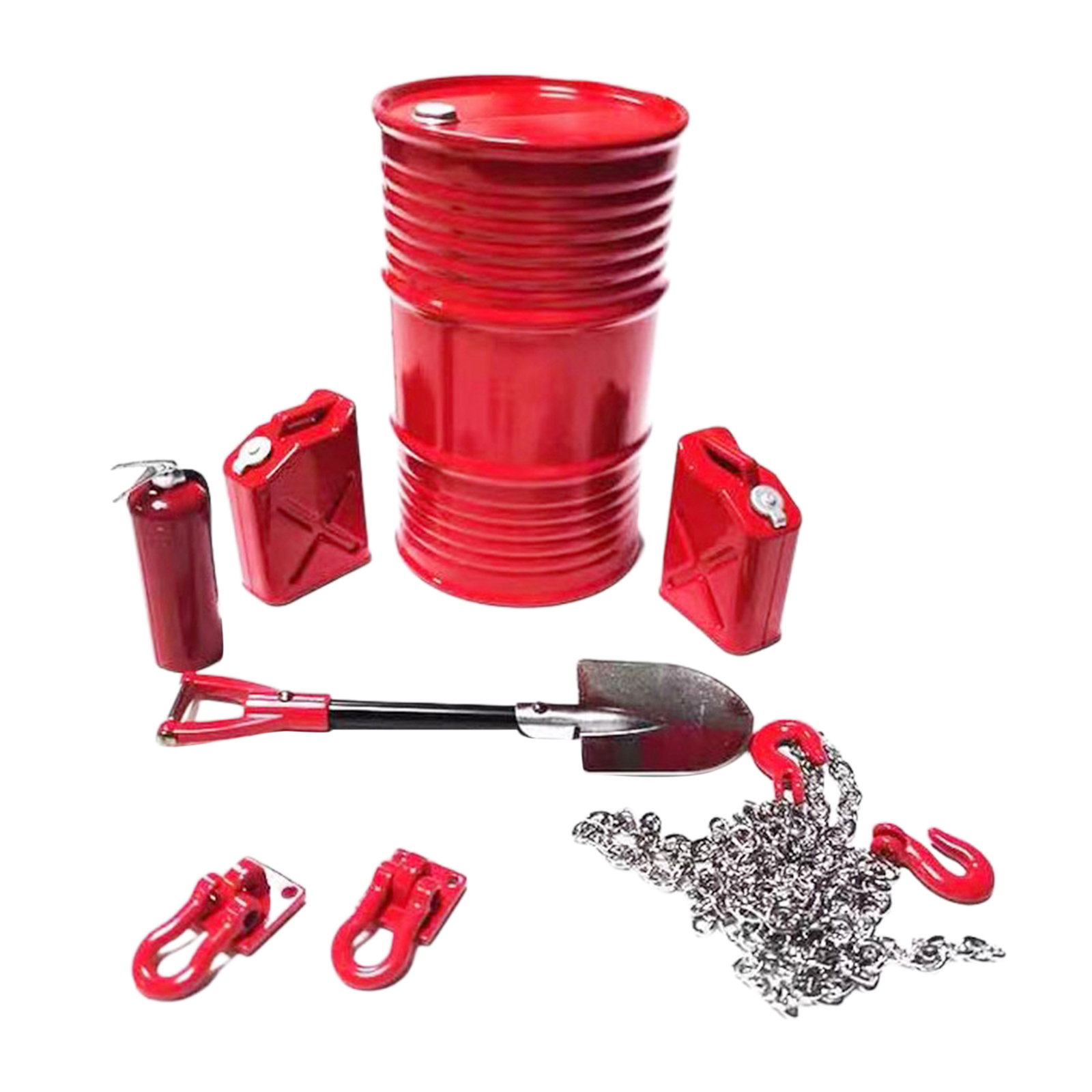 RC Car Decor Fire Extinguisher Set  Buckle,Chain Hook Oil Drum Model