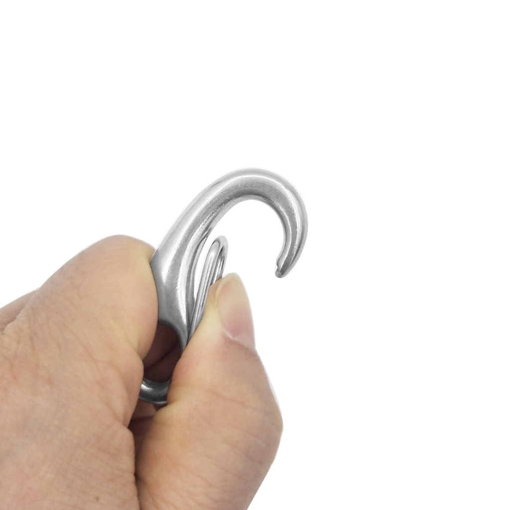 2pc Silver Heavy Duty Stainless Steel 316 Spring Snap Hook Clip Keychain