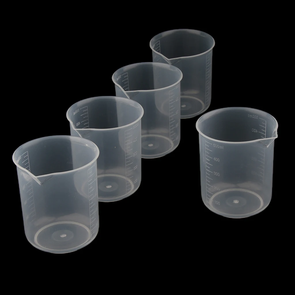 5 Pcs Food Grade 500ml Plastic Clear Graduated Measuring Cup Beaker Jug