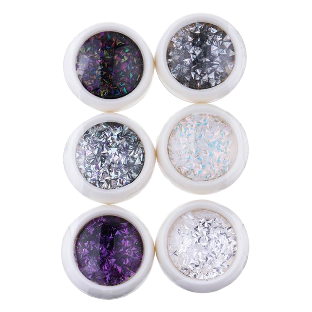 6 Boxes/set Mixed Colors Triangle Nail Glitter Thin Paillette Nail Art DIY Colorful Glitters Nails Decorations Tools