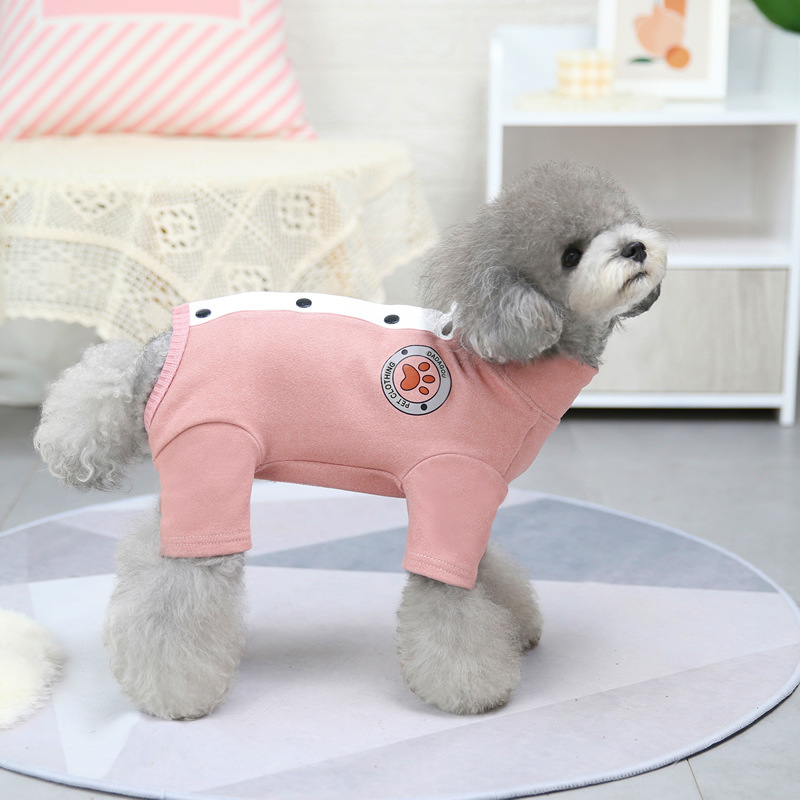 macacões do cão da menina para cão pequeno grosso multi cores de quatro patas roupas do cão da menina com botão para outono inverno