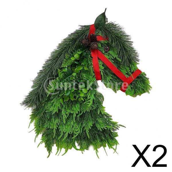 2x Horse Head Wreath Xmas Decor Artificial Wreath Kitchen Festival Decor for Front Door