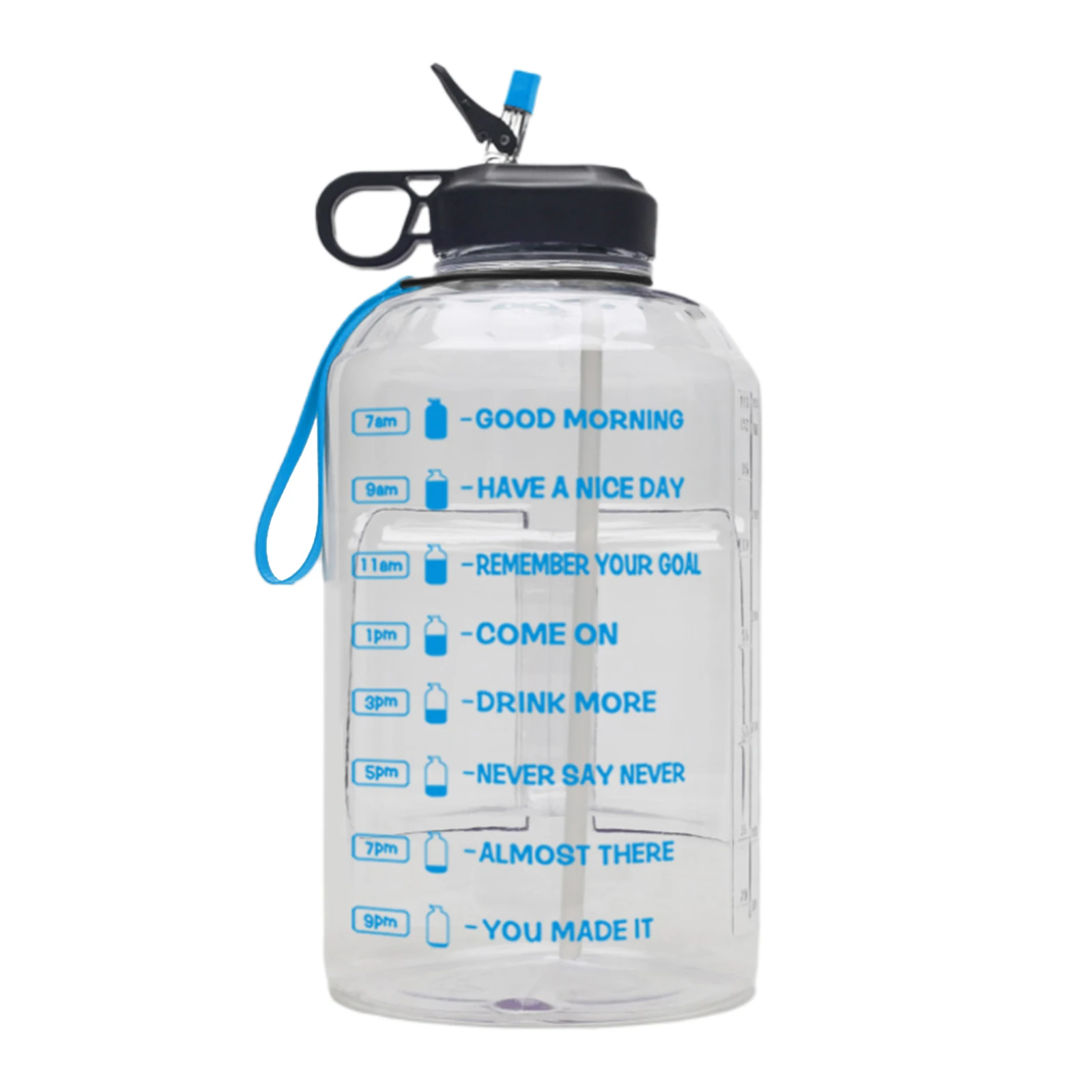 1 Gallon Water Bottle Fitness Workout with Time Marker Drink Large Capacity Drinking Bottles for Oudoor Summer Gym Exercise