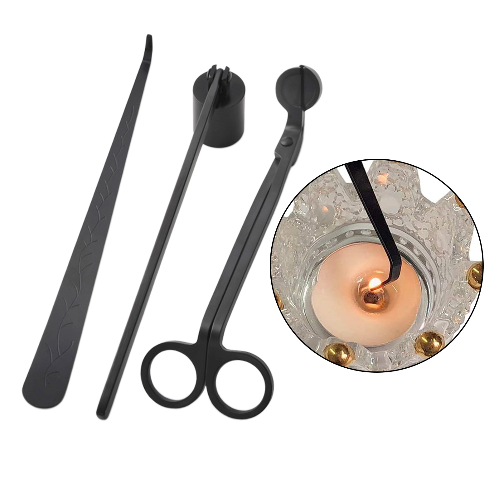 3Pcs/Set Candle Accessory Set Candle Extinguish Tool Candle Wick Snuffer Trimmer Dipper Tools Kit For Home Party Wedding Supply