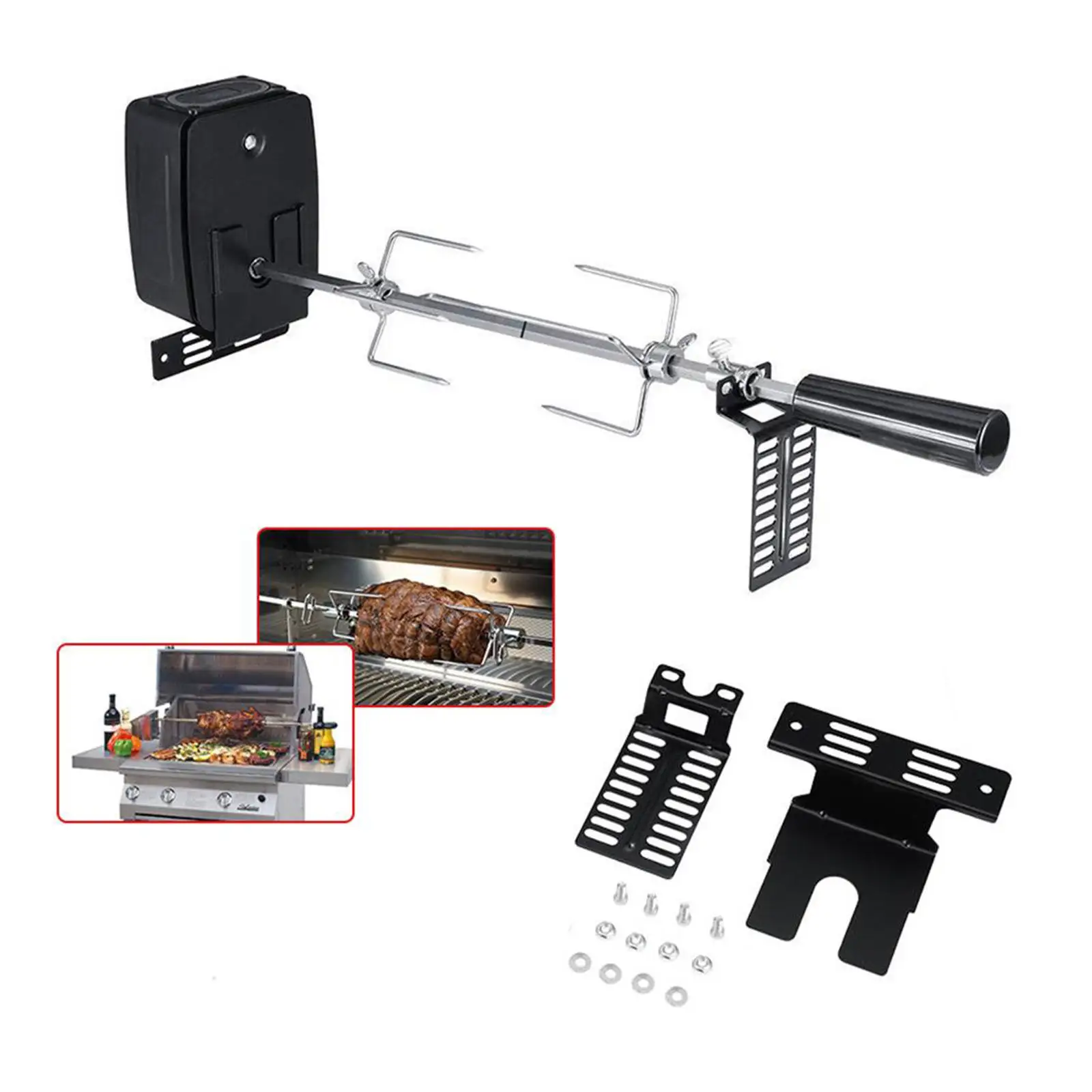 2Pcs Electric Grill Motor Bracket Accessory Support Easy to Install with Screws Rotisserie Rod Rack for Patio Outdoor Camping