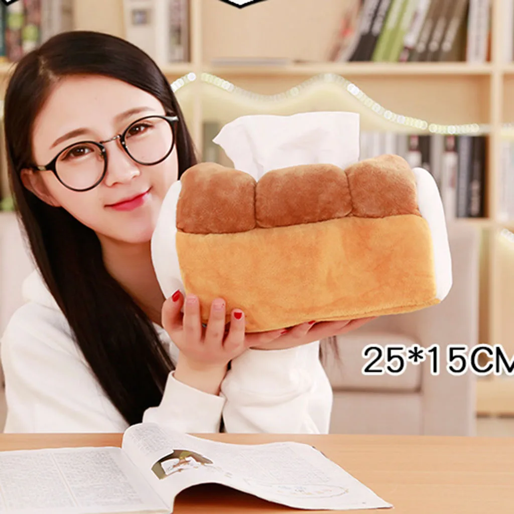 Home simulation creative toast bread tissue boxes plush toy tissue boxes cover safe and comfortable tissue holder
