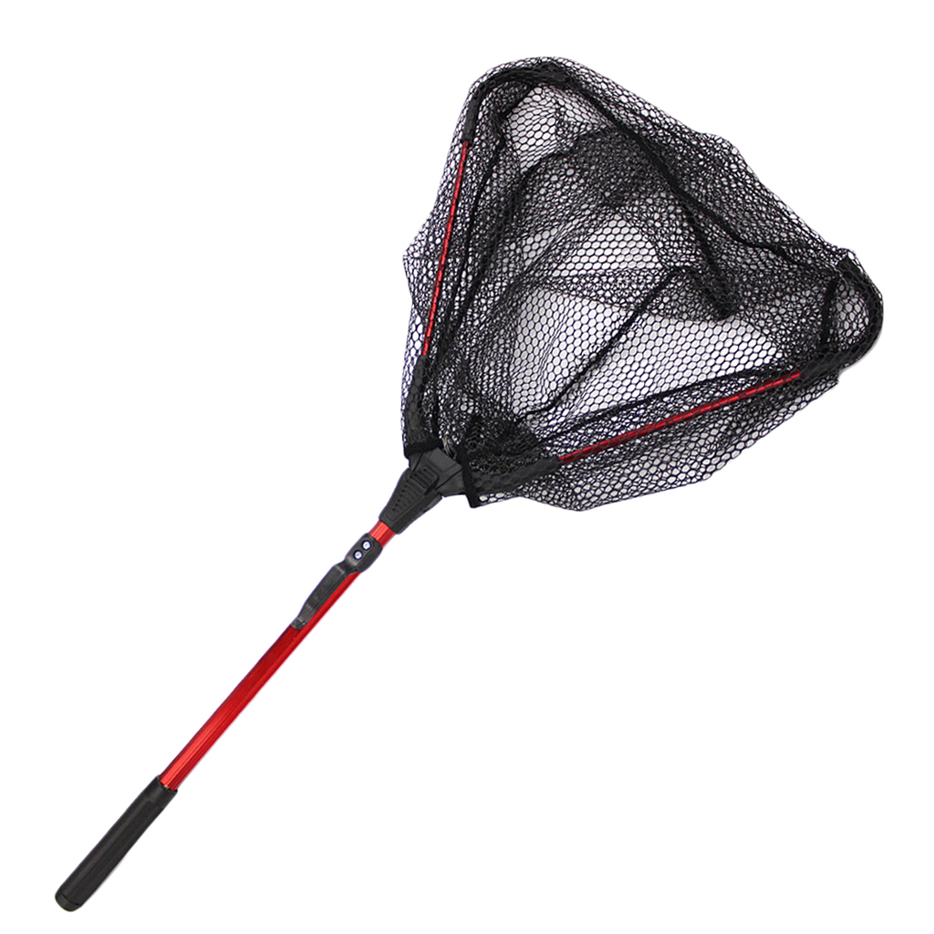 Foldable Trilateral Fishing Landing Net Brail Telescopic Handle 80cm
