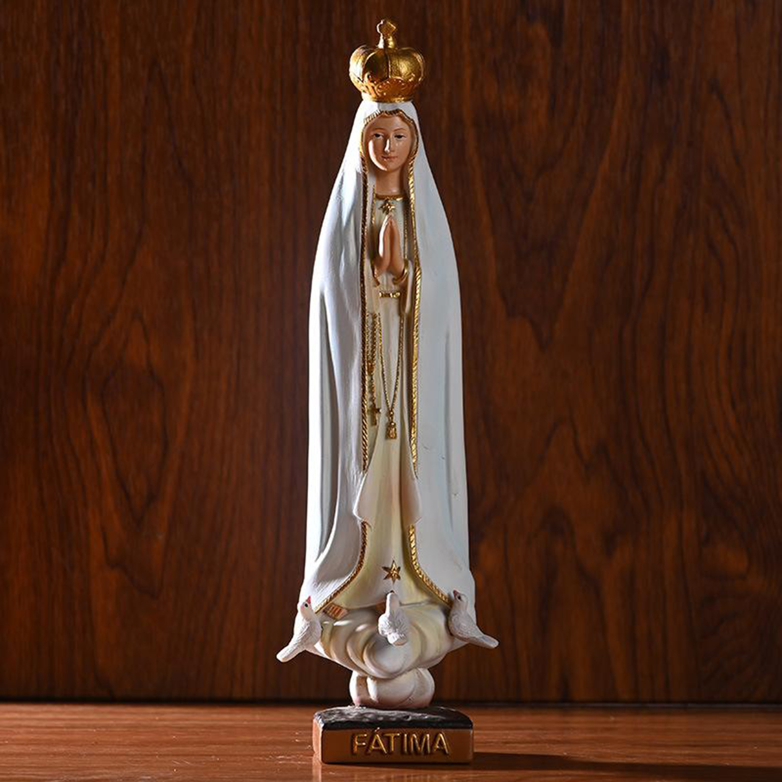 Virgin Mary Figurine Statue, Catholic Religious Decoration,Home Decorative Ornaments, Painted Resin Art Crafts Church Ornaments
