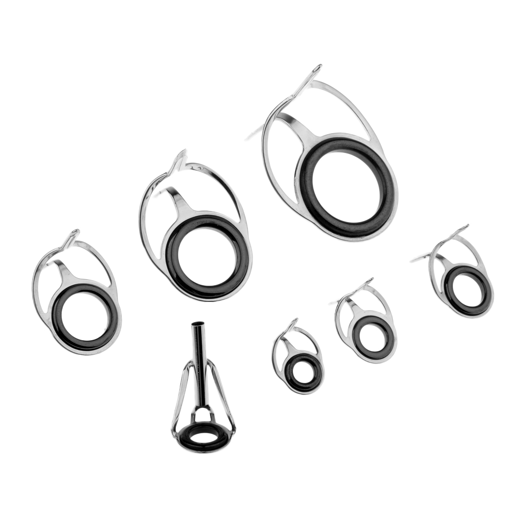 7Pcs Various Sizes Fishing Rod Guide Tip Fishing Line  Guide Eyes Rings Tip Top Repair Kit Set