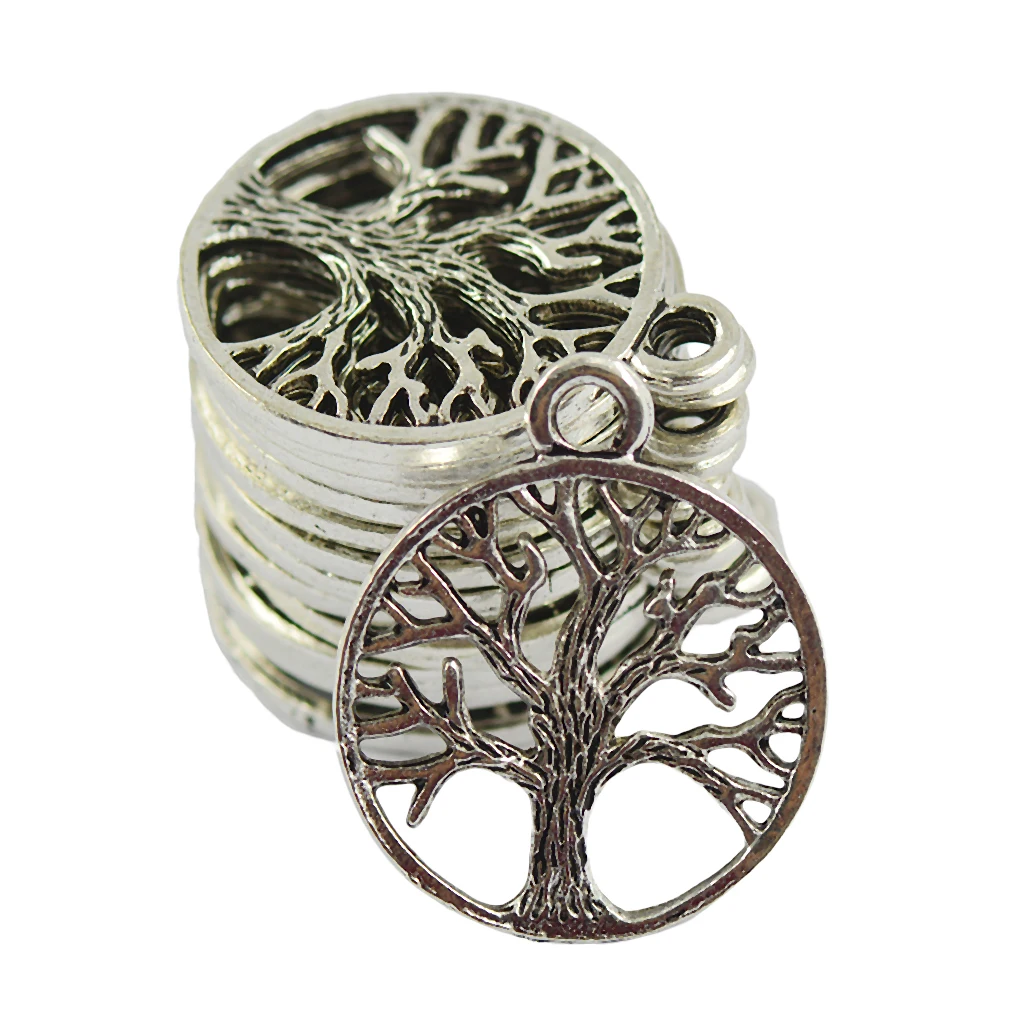 30 Tibetan Silver Tree of Life Charms Pendants Necklace DIY Jewelry Findings