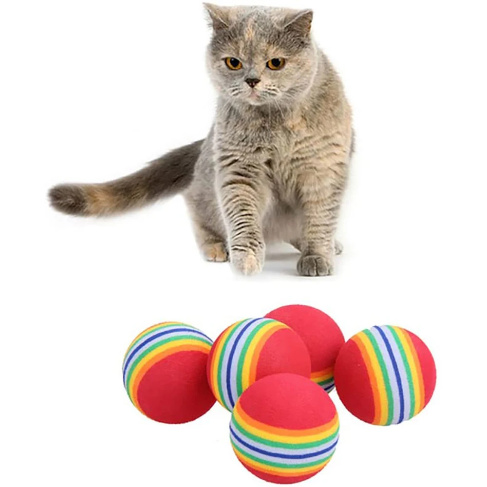 5/10 Pcs Colorful Pet Foam Balls Sponge Ball Cat Toy Soft Foam Rainbow Play Balls Training Interactive Kittens Pet Funny Toys