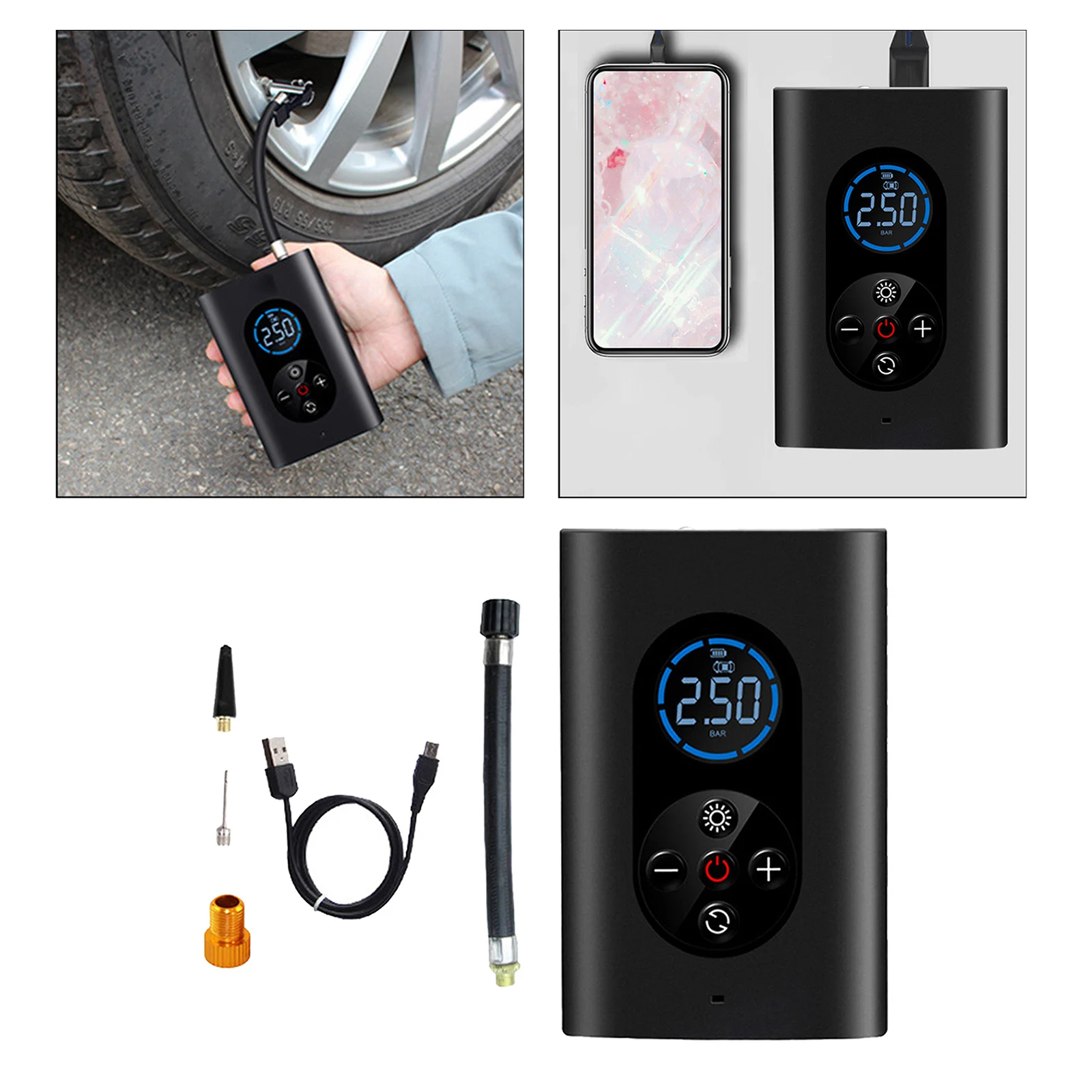 Wireless 150PSI Mini Air Inflator for Football Bicycle Motorcycle Tires